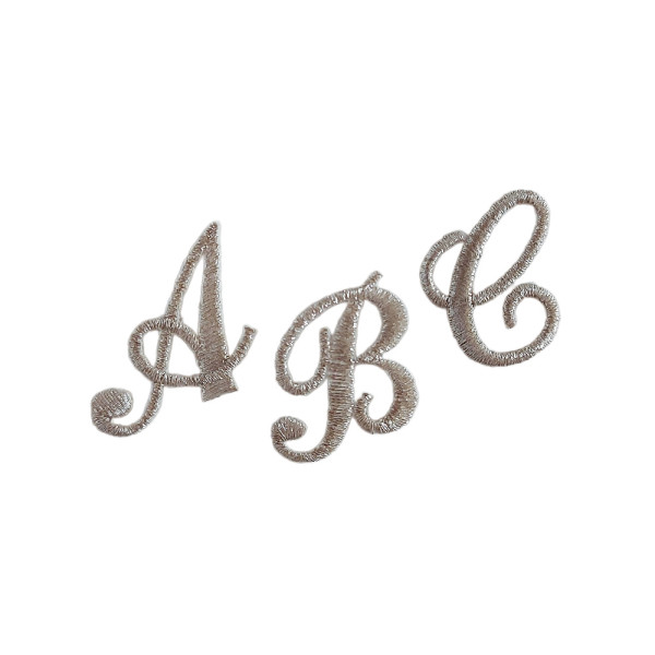 Iron-on Patch Cursive Letters - Silver Color